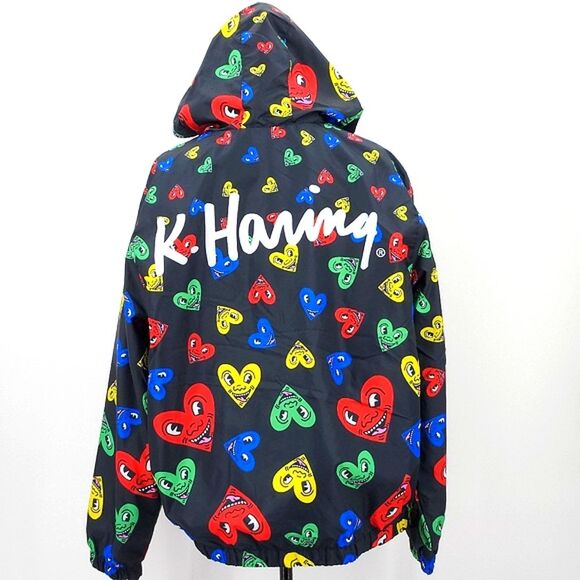 Members Only Keith Haring Heart Windbreaker Womens XL Kidcore Retro 90s Style - Picture 3 of 12